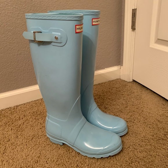 Brand New Tiffany Blue HUNTER RAIN BOOTS - Picture 1 of 3